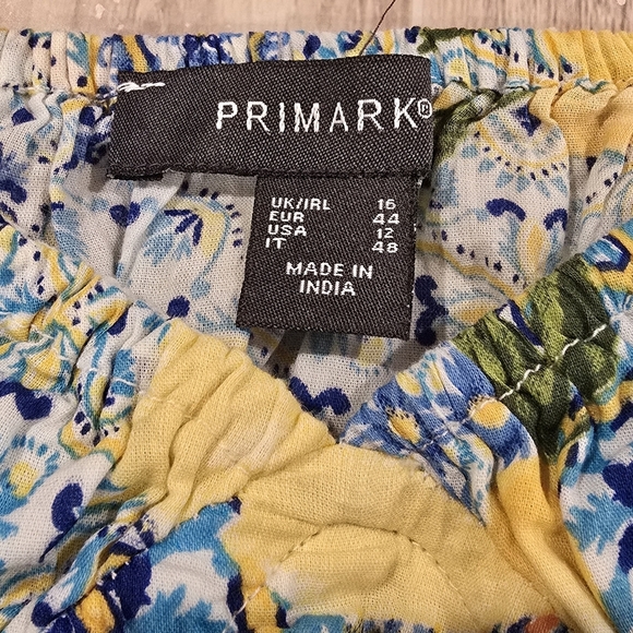 Primark Women’s Yellow Blue Multicolor Crop Top Blouse Short Sleeves Size US 12. - Picture 5 of 10